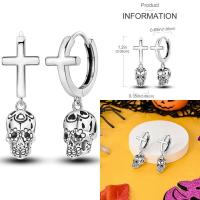 Pendientes coloridos de plata de circonio, cruz, calavera, torre de hierro, pluma estilográfica, taza de café, estrellas, regalos de mujer, joyería de boda - details 4