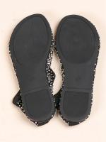 Sandalias Planas de Lujo para Mujer Punta Redonda Suelo Plano Botas Cortas de Verano con Diamantes de Agua - details 5