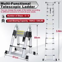Escalera Telescópica de Aluminio Extensible, Antideslizante, Multiusos Carga de 150kg - details 8