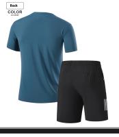 Conjunto casual de talla grande para hombre de pantalones de seda helada con camiseta holgada de manga corta, alta elasticidad, drapeado, conjunto deportivo de secado rápido, tres rayas clásicas, 8XL. - details 11