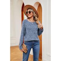 Jersey de manga larga para mujer, camiseta holgada con cuello redondo, tops de Color sólido, otoño e invierno, nuevo - details 29
