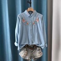 Blusas Bordadas de Flor Moda Coreana para Mujeres Primavera Camisa de Jeans de Diseñador - details 0