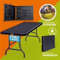 Mesa Jardín Plegable 183x76cm Interiores y Exteriores Acero HDPE Bufé Portátil 8 Personas - details 7