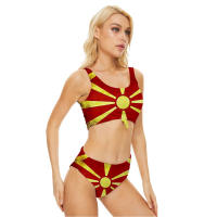 Bañador con estampado 3D de la Copa del Mundo de España para mujer, traje de baño dividido sin espalda, Bikini para mujer 2024 - details 23