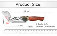 Cuchillo De Cocina Portátil Con Mango De Madera Full-Tang Cuchillo De Carne Y Pescado Para Corte De Carne Frutas Y Verduras Cuchillo De Cocina De Acero Inoxidable Eco-amigable - details 1