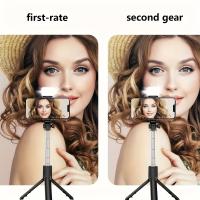 Bastón de selfie de almacenamiento integrado, trípode de teléfono móvil giratorio de 360 ​​grados portátil, para suelo/mesa, con control remoto inalámbrico para trípode de teléfono móvil - details 2