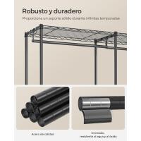 Armario de Ropa de Metal Duradero Estantes Ajustables, Barras para Colgar y Ganchos, Perchero Separable, Negro Tinta LGR431B01 - details 7