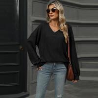 Top para mujer, camiseta holgada lisa con cuello en V, ropa popular coreana elegante de liquidación, años 90 - details 3