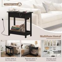Mesita Auxiliar, Mesa de Sofá con Tablero Plegable, Compartimento Oculto y Estante de Almacenaje, Mesita Estrecha con Enchufe y Puertos USB, Ideal para Salón y Dormitorio, Blanco, 0001CHJ - details 15