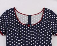 Vestido de Verano Vintage Hepburn Polka Dot de Contraste Cuello Cuadrado de los 50 Cintura Alta - details 12