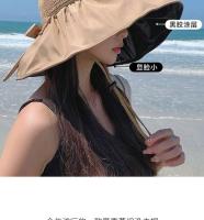 Visera anti ultravioleta tejida de paja para mujer Summer Sun con pegamento negro grande junto al mar, sombrero para el sol transpirable - details 3