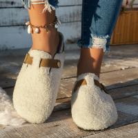 Zapatillas de mujer, zapatos de piel para mujer, novedad de invierno, zapatos planos con hebilla, plataforma para caminar, chanclas de felpa para mujer, botas interiores cálidas informales para mujer - details 6