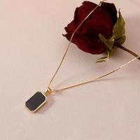 Colgante Cuadrado Minimalista de Acero Inoxidable Joyería Vintage de Oro para Mujeres - details 6