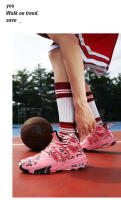 Cuero antideslizante y resistente al desgaste zapatillas de combate real versátil medio-top zapatos de baloncesto blanco y negro - details 14