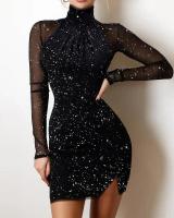 Vestido de manga larga con hombros descubiertos para mujer, vestido corto, falda elegante, nuevo para fiesta - details 7