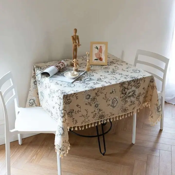 Mesa central de lino floral INS y algodón vintage, funda para restaurante, mantel, tapete para picnic, fondo de fotografía, habitación - 1