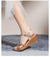 Nuevas sandalias de moda con diamantes de imitación, versión coreana, plataforma y tacón de cuña para mujer - details 13