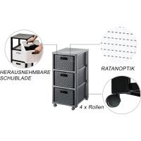Contenedor rodante con 3 cajones en apariencia de ratán, Plástico (PP) sin BPA, blanco, 3 x A4/18l (37,5 x 32,5 x 71,2 cm) - details 8