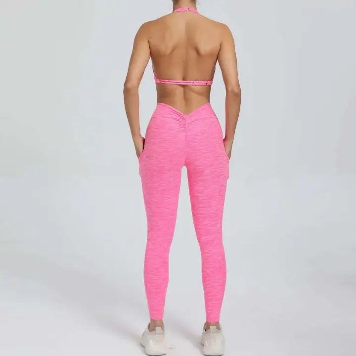Traje de entrenamiento de gimnasia reforzado deportivo para mujer, ropa deportiva para mujer, traje de yoga rojo, negro y rosa 2024 - 1