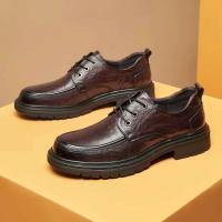 Nuevos zapatos de vestir con punta de acero de cuero de moda para hombres y zapatos formales casuales sólidos de goma Oxford - details 1