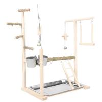 Juguetes de madera para loros, soporte de escritorio para pájaros, percha Natural para mesa, patio de juegos, periquito, Oficina - details 6