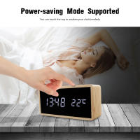 Reloj despertador de madera con luz nocturna, pantalla LED, espejo, reloj Digital de temperatura, reloj electrónico, mesa, Control de sonido, escritorio Digital - details 3