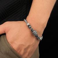 Pulsera cruzada de acero inoxidable para hombre – Pulsera minimalista de eslabones de cadena – Joyería de moda y versátil inspirada en el punk - details 8