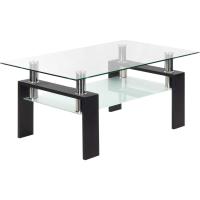 Mesa Moderna de Centro con Tapa de Cristal Transparente y Base de Metal Negro (100x60 cm) - details 0