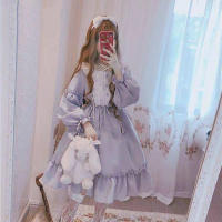 Lencería Lolita para mujer estilo Haruku japonés con volantes y mangas largas vestido de muñeca informal con cintura imperio talla - details 2