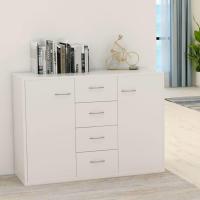 Aparador de Madera Contrachapada Mueble Auxiliar de Armario con 4 Cajones Blanco para Sala de Estar Dormitorio - details 1