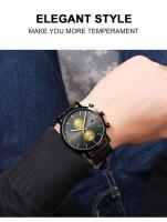 Reloj deportivo de acero inoxidable para hombre de lujo premium, 44,5 mm, multifuncional, moda, oro, negro, negocios, 3 bar, resistente al agua, reloj de pulsera de cuarzo para hombre - details 5