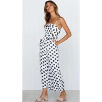 Europa Y Los Estados Unidos Mono con estampado de lunares vestido bohemio informal con cuello Halter y espalda descubierta pantalones informales tipo tubo ancho - details 5