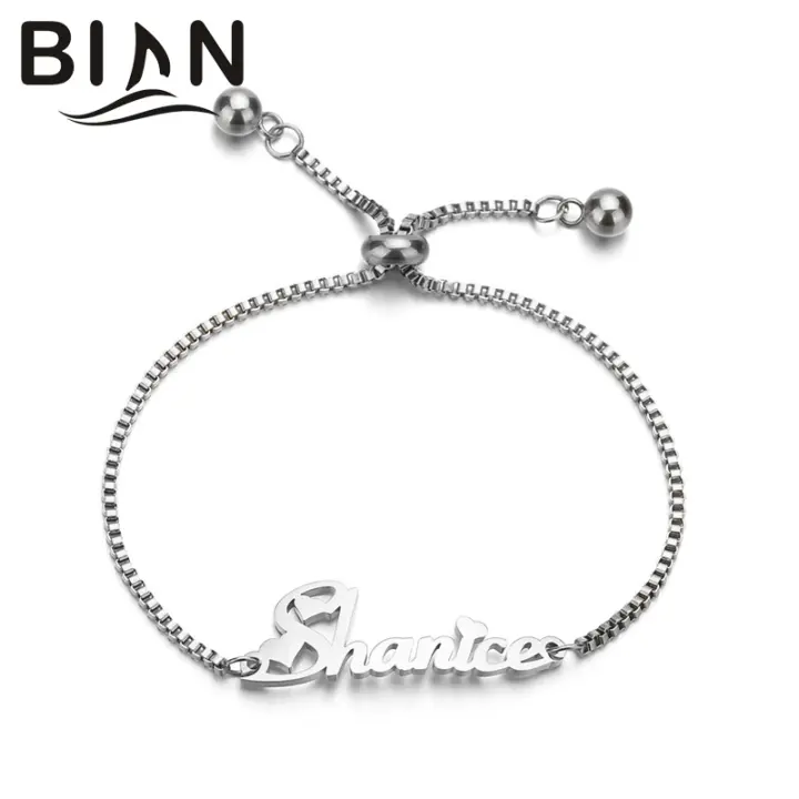 Hombres y mujeres ajustan la pulsera de letras con hebilla móvil, pulsera con nombre. - 1