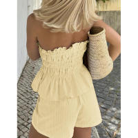 Conjunto de pantalones cortos con volantes sin tirantes, sencillo e informal, moda de verano para mujer - details 6