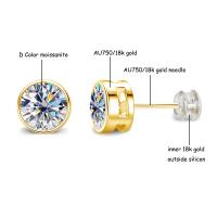 Pendientes de Moissanita Diamante Real AU750 0.3-2ct en Oro Auténtico 18K Joyería Fina Brillante Regalo de Boda para Mujer Mujer - details 1
