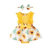 Vestido de Bebé Niña Flor Sin Mangas triangular Con Capucha, 0 a 1 Años, Encaje, Cinta corporal Para El Pelo, 2024 - details 0