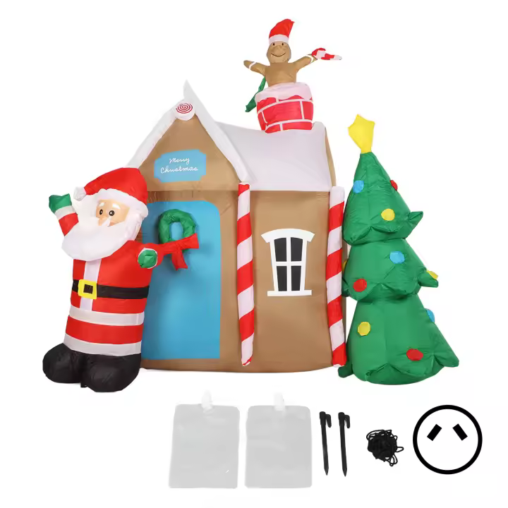 Casa de árbol de Navidad inflable, casa luminosa LED, jardín, modelo inflable, decoración, enchufe AU, 100-240V - 1
