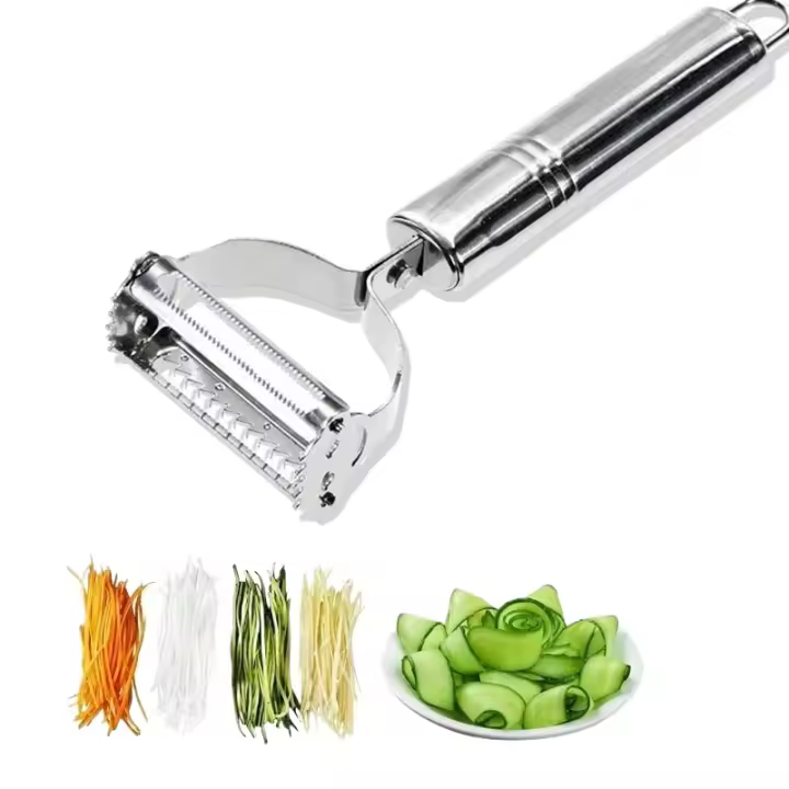 Pelador de Verduras de Cocina de Acero Inoxidable Cepillador de Melón de Doble Cabeza - 1