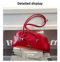 Nuevo bolso de hombro estilo coreano a cuadros, de piel sintética, con lazo dulce, estilo Boston, informal, de color sólido, bolso de mano para mujer, para regalo. - details 5