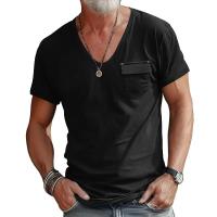 Camisa de manga corta con cuello en U para hombre, camisa informal versátil de color sólido, ajustada, Henry, moda de verano - details 0