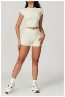 Ropa deportiva de alta resistencia de secado rápido de manga corta Yoga Tre de color sólido - details 6