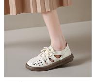 Zapatos ahuecados de talla grande, sandalias de suela plana versátiles, cómodos, suaves e informales, transpirables, para verano, 2024 - details 8