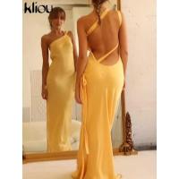 Vestido Largo de Seda para Mujer Elegante, Sin Mangas, Espalda Descubierta, Hombros Descubiertos - details 14