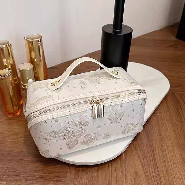 Nueva y elegante bolsa de cosméticos bordada para mujer, viaje portátil, artículos de tocador de gran capacidad y bolsa de almacenamiento - 1