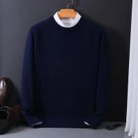 Suéter de Cashmere O-cuello 2024 Pullover Oversize para Hombres Camiseta Inferior de Punto Auténtico Otoño-Invierno - details 12