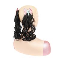 2 uds lazos sintéticos nudo Cola de Caballo sombreros para niños extensiones de cabello peluca con cola de caballo rizada pinzas para el cabello naturales suaves cola de caballo - details 8