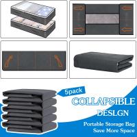 Bolsa de Almacenamiento,5 Piezas Bolsas almacenaje ropa debajo de la Cama,100 x 50 x 18cm,Cajas Almacenaje Ropa,Plegable con ventanas y Asas,para Mantas,zapatos,ropa de cama. (Gris) - details 3