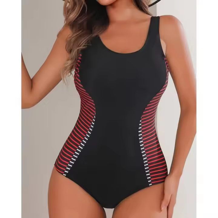 Traje de Baño de Una Pieza para Mujer Ouwu Traje de Baño Cerrado con Levantamiento Ropa de Playa - 1