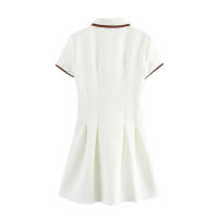 Polo blanco de moda para mujer, minivestido de primavera, vestidos acanalados de manga corta - details 1