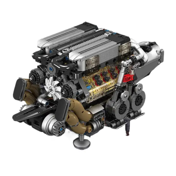 Juego de bloques de construcción de motor W16, modelo de motor de combustión que funciona, mini kit de construcción de motor para adultos con batería y motor, juguete STEM de construcción de ingeniería para niños y niñas (952 piezas) - 1